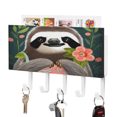 NHYDSPQ Wall Mounted Key Holder,Cute Sloth Print Key Hanger,Wall Mounted Key Racks,Mail Organizer Wall Mount Hanging Key Rack