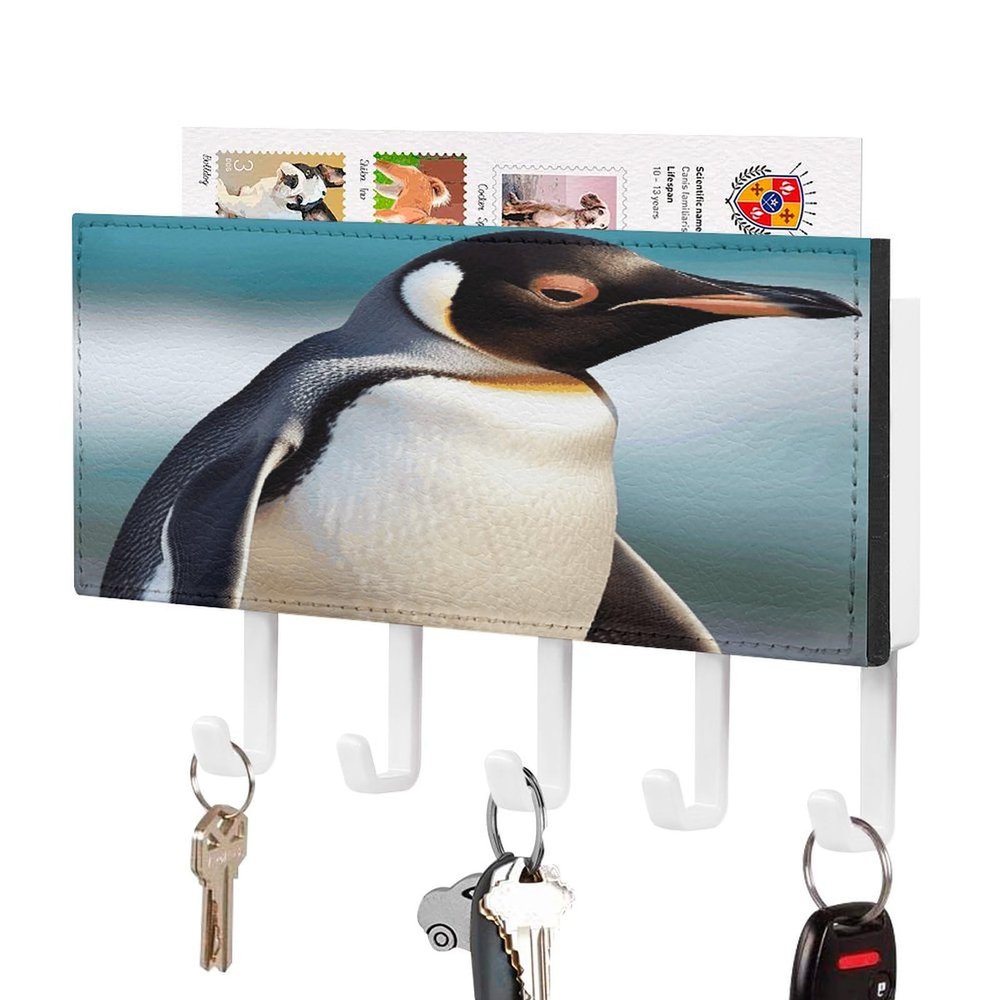 NHYDSPQ Wall Mounted Key Holder,Cute Penguin Print Key Hanger,Wall Mounted Key Racks,Mail Organizer Wall Mount Hanging Key Rack