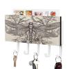 NHYDSPQ Wall Mounted Key Holder,Hand Drawn Floral Dragonfly Print Key Hanger,Wall Mounted Key Racks,Mail Organizer Wall Mount Hanging Key Rack view 1