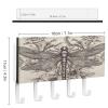 NHYDSPQ Wall Mounted Key Holder,Hand Drawn Floral Dragonfly Print Key Hanger,Wall Mounted Key Racks,Mail Organizer Wall Mount Hanging Key Rack view 2