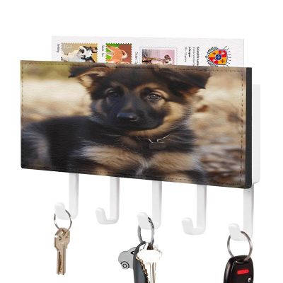 NHYDSPQ Wall Mounted Key Holder,German Shepherd Puppy Print Key Hanger,Wall Mounted Key Racks,Mail Organizer Wall Mount Hanging Key Rack