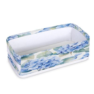 TULIMET Hydrangea Blue Bathroom Storage Basket, Small Storage Bins with Handles for Organizing Toilet Paper Basket for Toilet Tank Top Decorative Box