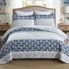 AJOCCI Quilt Bedding Set Queen Size, Cotton Comforters Set Queen Size,Navy Blue Grey Quilts Bedspread for The Bed, Farmhouse Lightweight Bedding (90 * 98 Inch) and 2 Pillow Shams All Season view 1