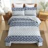 AJOCCI Quilt Bedding Set Queen Size, Cotton Comforters Set Queen Size,Navy Blue Grey Quilts Bedspread for The Bed, Farmhouse Lightweight Bedding (90 * 98 Inch) and 2 Pillow Shams All Season view 3