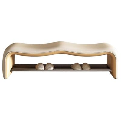 ELEFOCUS Shoes Bench 2-Tier Shoe Bench, Shoe Organizer with Cwith Microfiber Seat for Entryway,Living Room Storage Shoe Bench (Size:80 * 40 * 42cm,Color:Beige)