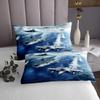 Warplane Kids Bedspread King Size,Aviation Aircraft Warship Coverlet Set,Boys Men Room Decor,Modern Fighter Airplane Fashion Quilted Coverlet,Ocean Blue Bedding Quilt,2 Pillowcases view 3