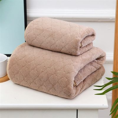 Towel Set 2 Pieces Solid Color Big Towels Bathroom 70x140 for Women Shower Face Hand Towels Blue Coral Fleece (Color : C Size : 35 X 75 cm+70 X 140 cm) (E 35 X 75 cm+70 X 140 cm)