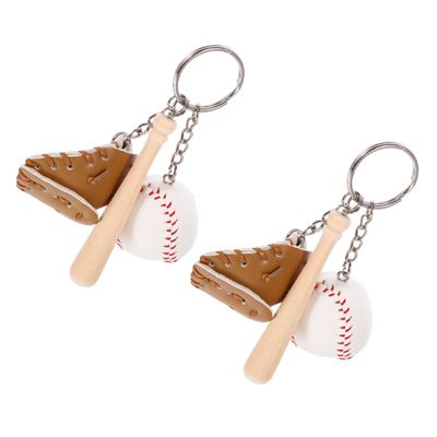 PRETYZOOM 2pcs Baseball Keychain Softball Charm Keyring for Boys Girls Sports Vintage Gifts
