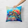 Caroline's Treasures Nautical Collection Decorative Throw Pillow, 18Hx18W, Loggerhead Sea Turtle 2807 view 2