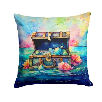 Caroline's Treasures Nautical Collection Decorative Throw Pillow, 14Hx14W, Treasure Chest 2836