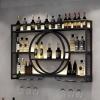 DDZYC Wall Mount Wine Rack, Wall Mounted Led Wine Rack Wine Glass Rack, Hanging Wine Rack, Bar Liquor Bottle Display Shelf, Hanging Goblet Rack for Kitchen Bar Decoration Gold/Black(Black,Medium) view 1