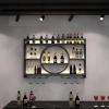 DDZYC Wall Mount Wine Rack, Wall Mounted Led Wine Rack Wine Glass Rack, Hanging Wine Rack, Bar Liquor Bottle Display Shelf, Hanging Goblet Rack for Kitchen Bar Decoration Gold/Black(Black,Medium) view 2