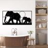 Mom and Baby Elephant Metal Wall Decor, Metal Elephant Wall Art, Elephant Wall Decor, Wildlife Wall Art, Metal Wall Art Wildlife, Nature Wall Art, Wall Decor Living Room (Black, 19x9in|47x22cm) view 2
