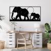 Mom and Baby Elephant Metal Wall Decor, Metal Elephant Wall Art, Elephant Wall Decor, Wildlife Wall Art, Metal Wall Art Wildlife, Nature Wall Art, Wall Decor Living Room (Black, 19x9in|47x22cm) view 3