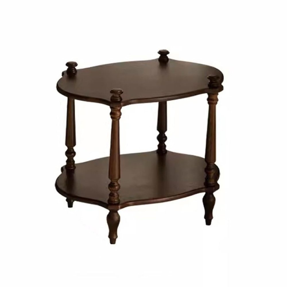 RENEESME Coffee Table Retro Simple Medieval Style Solid Wood Side Table Light Luxury Home Sofa Side Coffee Table Small Table Game Table
