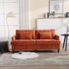 68.9" Mid Century Modern Sofa, Loveseat Sofa, Chenille Upholstered Sofa, Two Seater Couch, Mini Cloud Couch, Comfy Couches for Living Room, Lounge Sofa with Brown Wood Feet for Bedroom (Dark Orange) view 1