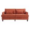 68.9" Mid Century Modern Sofa, Loveseat Sofa, Chenille Upholstered Sofa, Two Seater Couch, Mini Cloud Couch, Comfy Couches for Living Room, Lounge Sofa with Brown Wood Feet for Bedroom (Dark Orange) view 3