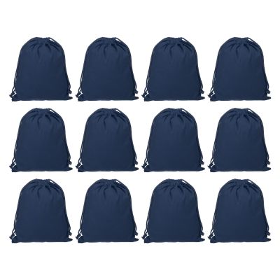 PATIKIL Cotton Reusable Drawstring Bags, 7x10 Inch 12 Pack Multipurpose Washable Cotton Dust Bags, Luggage Organizer, Travel Essentials Storage Pouch, Navy Blue