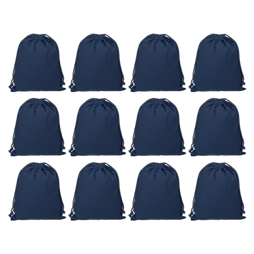 PATIKIL Cotton Reusable Drawstring Bags, 7x10 Inch 12 Pack Multipurpose Washable Cotton Dust Bags, Luggage Organizer, Travel Essentials Storage Pouch, Navy Blue