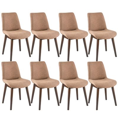 MIAUWUUFHOME Upholstered Dining Chairs Set of 8, Modern Chairs with Solid Wood Legs and Faux Leather Cushion for Living Room, Dining Room, Bedroom and Outdoor Lounge, Sandy Beige CYV66LT-4