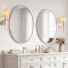 Oval Mirror 24x36 Brushed Nickel Bathroom Mirrors Stainless Steel Metal Frame Vanity Mirror Wall Mount Mirror for Entryway Bedroom Bathroom Living Room view 3