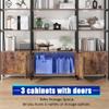Nosepen Triple Wide 5 Tier Tall Arched Bookshelf and Bookcase with 3 Cabinets, Industrial Metal Etagere Open Bookshelf, Rustic Wood Standing Book Shelf with Black Metal Frame for Bedroom Living Room view 3
