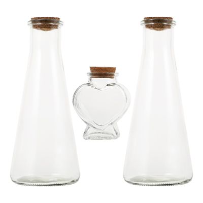 ABOOFAN 3pcs Wedding Sand Ceremony Set Transparent Drift Bottles Cork Stopper for Sand Art Keepsake Jars and Wedding Decorations