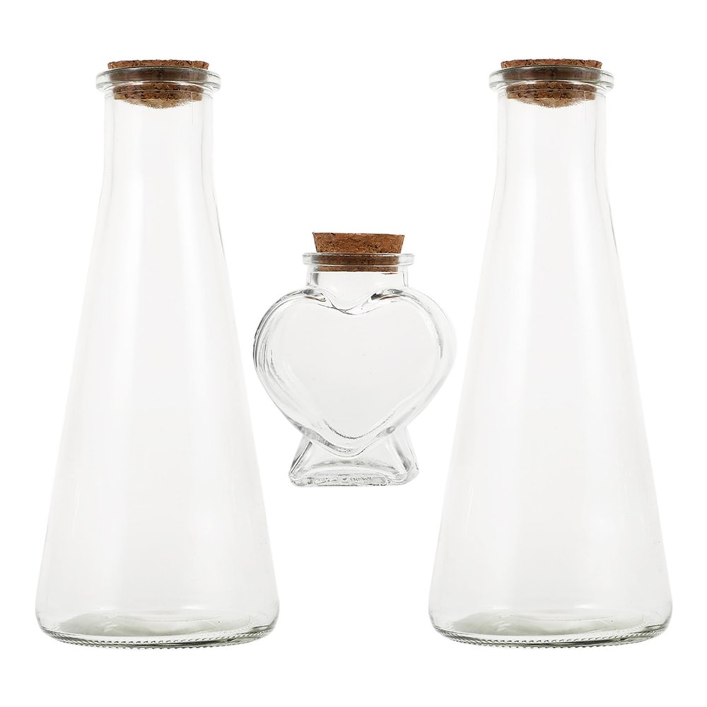 ABOOFAN 3pcs Wedding Sand Ceremony Set Transparent Drift Bottles Cork Stopper for Sand Art Keepsake Jars and Wedding Decorations