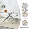 KUVADAZ 51" Modern Silver Glass Dining Room Table Set for 4, 5-Piece Rectangle Kitchen Dining Table Set with Cross Chrome Metal Legs & 4 Black Velvet Upholstered Chairs, Kitchen Table and Chairs Set view 4
