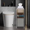 LyeXD Bathroom Floor Storage Cabinet, Narrow Slim Bathroom Storage Cabinet Toilet Paper Holder, Movable Towel Organizer Side Freestanding Rolling Unit with Clear Drawers for Small Space Bathroom view 2