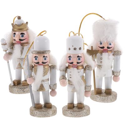 4pcs Wooden Nutcracker Figurines Christmas Decor for Xmas Party Tables