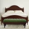 Bedroom Bench for End of Bed, Rustic PU Leather Upholstered Ottoman Bench Farmhouse Dining Table Bench Sofa Footrest Stool Button Tufted Shoe Bench with Wood Legs for Living Room, Entryway(110x40x45cm view 1