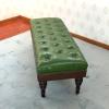 Bedroom Bench for End of Bed, Rustic PU Leather Upholstered Ottoman Bench Farmhouse Dining Table Bench Sofa Footrest Stool Button Tufted Shoe Bench with Wood Legs for Living Room, Entryway(110x40x45cm view 2