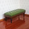 Bedroom Bench for End of Bed, Rustic PU Leather Upholstered Ottoman Bench Farmhouse Dining Table Bench Sofa Footrest Stool Button Tufted Shoe Bench with Wood Legs for Living Room, Entryway(110x40x45cm view 4