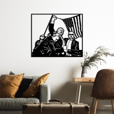 Donald Trump Iconic Photo Metal Wall Art, President of USA Wall Decor, President TRUMP, Trump Shooting, Donald Trump 2024, Trump fans Gift, America President Assassinate, (27.5" x 23" / 70 x 58.8 cm)