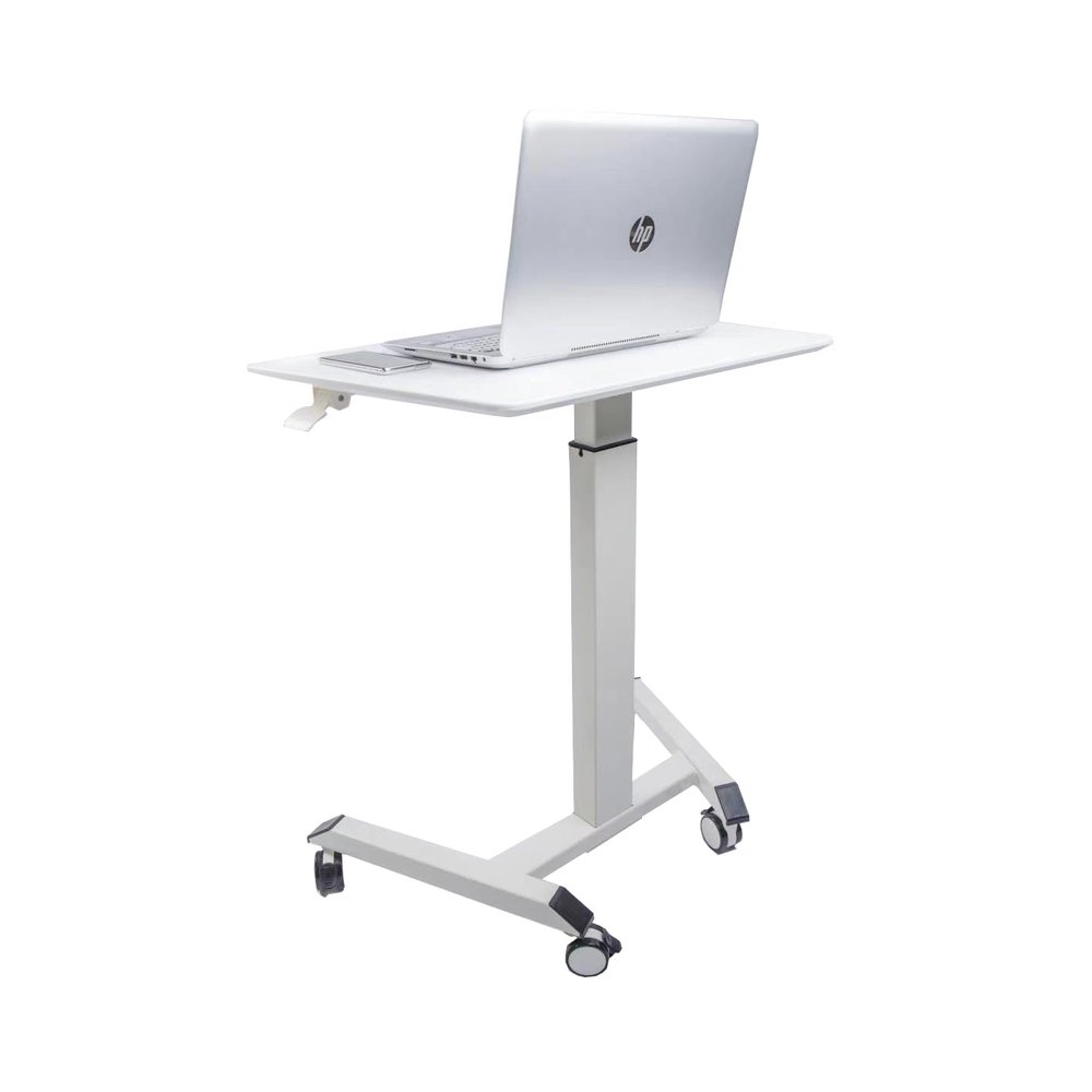 Donext Standing Desk, Standing Desk Adjustable Height, Standing Desk with Wheels, Ergonomic Home Office Computer Workstation, White
