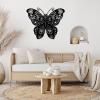 Metal Butterfly Wall Decor, Metal Butterfly Wall Art, Butterfly Metal Wall Decor, Butterfly Wall Decor, Flowers Wall Art Decor, Butterfly Wall Art, Metal Wall Art, Home Decor (Silver, 39"x32" | 100x82cm) view 2
