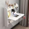 HomeLoft Basics Computer Desk, Vanity Desk, Bedside Tables,Folding Wall-Mounted Laptop Desk Writing Table with Storage Shelves, Floating Desk for Wall for (Color:White) view 3