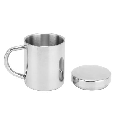 Coffee Mugs, Tea Cup Portable 304 Stainless Steel Water Cup with Lid Handle Drinking Milk Cup for Home Outdoor Travel (300ML)