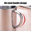 Coffee Mugs, Tea Cup Portable 304 Stainless Steel Water Cup with Lid Handle Drinking Milk Cup for Home Outdoor Travel (300ML) view 3