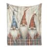 Ambesonne Christmas Throw Blanket, Gnomes with Plaid Hats Print Whimsical Xmas Elves Santa's Helpers, Flannel Fleece Accent Piece Soft Couch Cover for Adults, 50" x 60", Blue Brown Burnt Sienna view 1