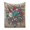 Ambesonne Christmas Throw Blanket, Xmas Ornate on Wooden Planks with Poinsettia Flowers and Globes, Flannel Fleece Accent Piece Soft Couch Cover for Adults, 50" x 70", Dark Turquoise Ruby Sepia view 1