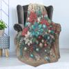 Ambesonne Christmas Throw Blanket, Xmas Ornate on Wooden Planks with Poinsettia Flowers and Globes, Flannel Fleece Accent Piece Soft Couch Cover for Adults, 50" x 70", Dark Turquoise Ruby Sepia view 3