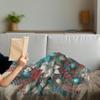 Ambesonne Christmas Throw Blanket, Xmas Ornate on Wooden Planks with Poinsettia Flowers and Globes, Flannel Fleece Accent Piece Soft Couch Cover for Adults, 50" x 70", Dark Turquoise Ruby Sepia view 4