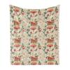 Ambesonne Christmas Throw Blanket, Santa Claus and Traditional Xmas Leaves Vintage Illustration Print, Flannel Fleece Accent Piece Soft Couch Cover for Adults, 50" x 70", Beige Ruby and Green view 1