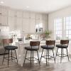 Bekrvio Swivel Bar Stools Set of 4, Upholstered Faux Leather Barstools with Wood Backs and Metal Legs, 29" Seat Height Counter Bar Stool for Kitchen Island, Black view 1