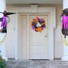 NNXHWY Halloween Wreaths for Front Door,19.7 Inch Black Spooky Wreath,Day of The Dead Door Wreath,Pumpkin Face Wreath,Halloween Wreath Door Hanging Wreath for Halloween Home view 2
