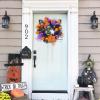 NNXHWY Halloween Wreaths for Front Door,19.7 Inch Black Spooky Wreath,Day of The Dead Door Wreath,Pumpkin Face Wreath,Halloween Wreath Door Hanging Wreath for Halloween Home view 3