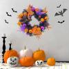 NNXHWY Halloween Wreaths for Front Door,19.7 Inch Black Spooky Wreath,Day of The Dead Door Wreath,Pumpkin Face Wreath,Halloween Wreath Door Hanging Wreath for Halloween Home view 4