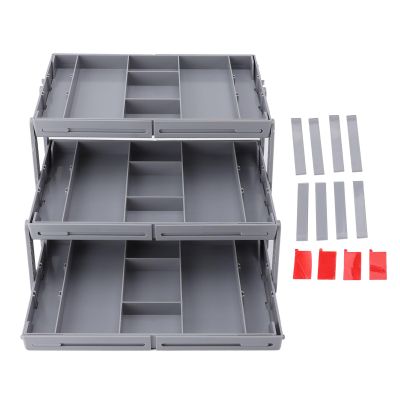 Drawer Organizer, Expandable Foldable Versatile Bathroom and Vanity Desk Drawer Organizer Trays, Plastic Storage for Makeup, Bedroom, Jewelry, Kitchen Utensils and Office (3